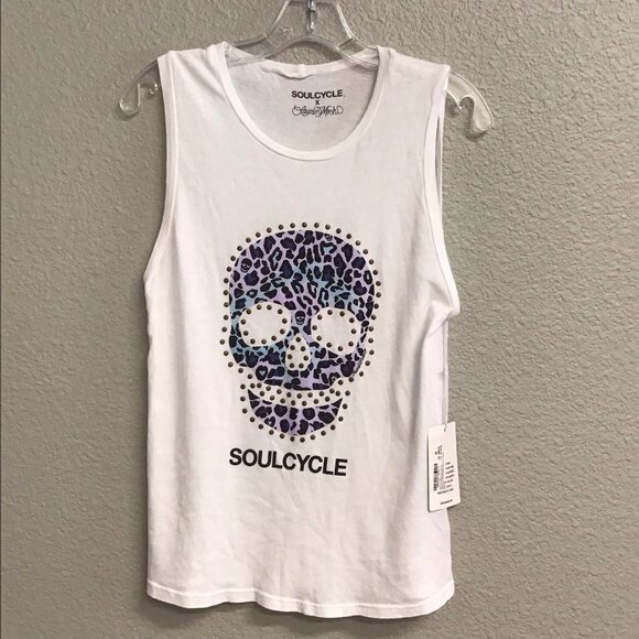 SOULCYCLE Lauren Moshi Tank Top White Ashlin Leopard Skull NWT Size Medium $88 - Picture 10 of 10